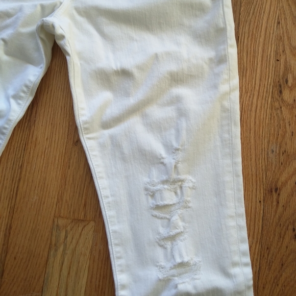 J Brand Cropped Low Rise Jeans 9326 White Distressed Cotton Skinny Raw Hem 31 - Picture 13 of 16